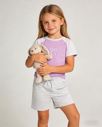 Image of Cakaner Toddler Kids Girl Clothes Floral Letter Graphic Top + Shorts 2PC Girls Summer Short Set