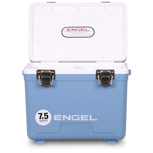 Engel UC7 7.5 Cuartos de galón a Prueba de Fugas, hermético, Enfriador de Caja Seca y pequeña lonchera rígida para Hombres y Mujeres en Azul ártico