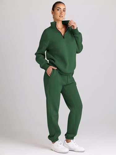 Image of AUTOMET Women's Sweatsuits 2 Piece Outfits Lounge Sets | Cozy Airport Outfits,Casual Sweat Sets for Fall and Winter,Half Zip Pullover and Baggy Sweatpants with Pockets