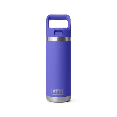 Image of YETI Rambler 18 oz Bottle, Vacuum Insulated, Stainless Steel with Straw Cap, Ultramarine Violet