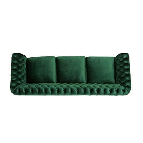 Image of Modern & Classic Chesterfield Sofa 5 Seater Sofa Velvet L-Shape Corner Sectional Button Tufted Sofa for Living Room, Dining Room, Office and Hallway-(Green).