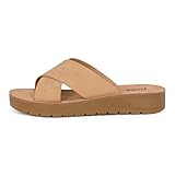 Jtelle - Lucy - Womens Slip On Slide Criss cross Fashion Platform Open Toe Comfort Sandals (Camel Nbpu, us_footwear_size_system, adult, women, numeric, medium, numeric_8)