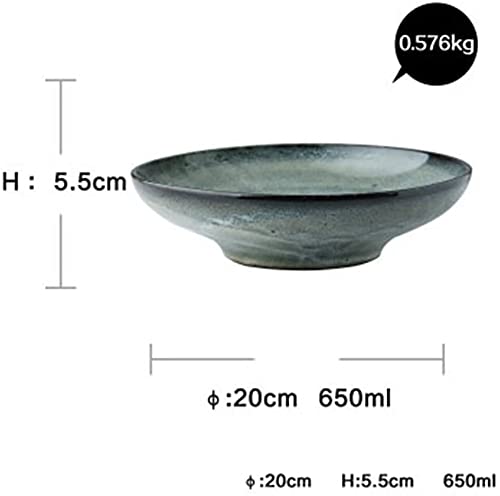 ERoomQ Pasta Bowls Large Deep Ceramic Plate for Steak Pasta or Salad Soup Noodles Pot Vegetable Basin Breakfast Dish Fruit Tray 8-inch,
