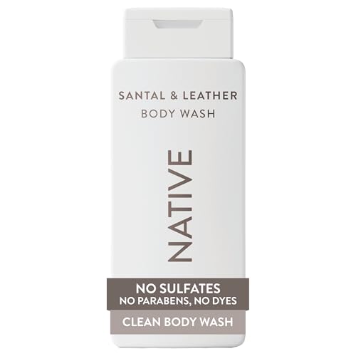 Image of Native Body Wash Contains Naturally Derived Ingredients | For Women & Men, Sulfate, Paraben, & Dye Free Leaving Skin Soft and Hydrated | Santal & Leather 18 oz