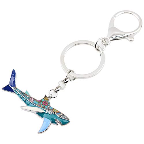 WEVENI Enamel Alloy Shark Key Chain Ring Handbag Bag Charm Keychain Fashion Ocean Fish Jewelry for Women Bag Charm Gifts (Blue)3