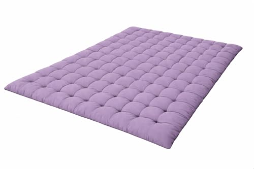 Image of ATOOTFUSION Soft Cotton Quilt | Foldable Light Weight Filled Single Firm Cotton Quilt Mattress| Gadda (Solid Coloured, Sleeping Capacity, 6 x 6 ft or 72 x 72 Inches) Double Bed (Lilac)