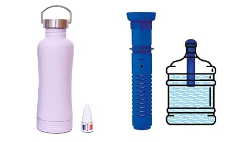 Steel Anti-Oxident Alkaline Water Green Bottle (750 ml) + 20 litres Jar Antioxidant, Antibacterial, Alkaline, Mineralising Wio Water Filter