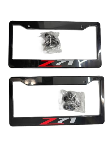 2PCS Black Z71 License Plate Frame Tag Cover Holder Mount for Chevy Silverado Sierra Tahoe