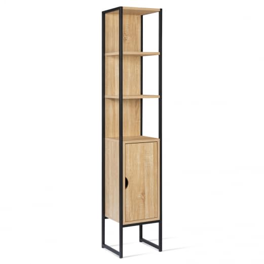 IDMarket – Mueble columna de baño Detroit con 1 puerta de diseño industrial
