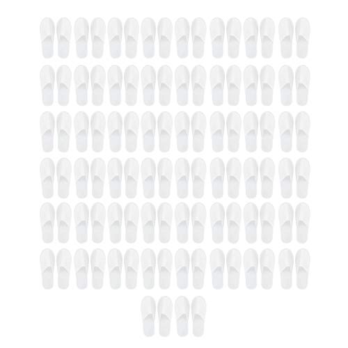 Kapcie dla gości, 50 par, przenośne, antypoślizgowe, jednorazowe, do hotelu i podróży, dla kobiet i mężczyzn (3 mm włóknina), Biała deska polarowa 3 mm, Einheitsgröße