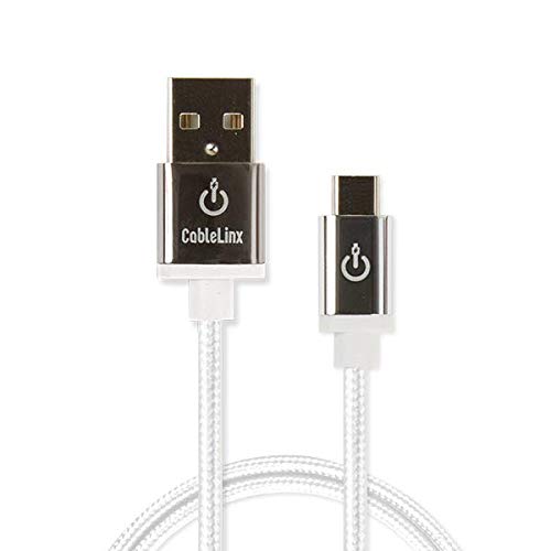 CableLinx Elite Micro to USB-A Charge & Sync Braided Cable for ChargeHub - Compatible with Samsung Tablets, Kindle Fire Charger, Micro USB Devices (White, 36")