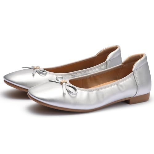 Image of Women's Comfortable Round Toe Bow Ballet Flats Shoes