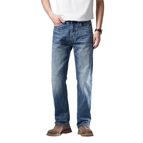 Men's Wide Leg Jeans – Loose Straight Blue Denim Pants, Casual Streetwear Trousers