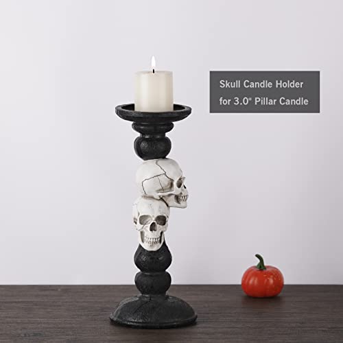 Oyaton Pillar Candle Holder For Halloween Decoration Indoor, Skull Candlestick Holder For 3 Inches Pillar Candle #TOP3