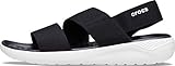 Crocs Literide Stretch Sandal Women, Sandalias de Punta Descubierta para Mujer, Negro (Black/White 066), 37/38 EU