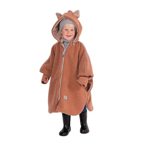 Patulove Auto-Poncho für Kinder – Für Autositz – Kinderwagen – Fahrrad – Mit Abnehmbarer Kapuze – Reflektoren – Warmer Fleece für Winter und Herbst – Foxy M