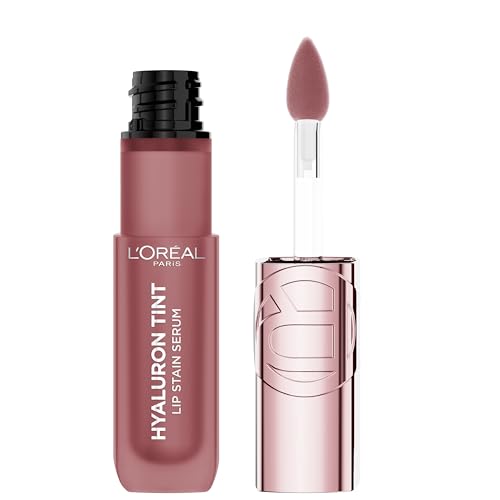 LOreal Paris Hyaluron Tint Lip Stain Serum Long Lasting Hydrating Lip Makeup Infused with Hyaluronic Acid 635 Worth It Medium (Medium Berry Nude)
