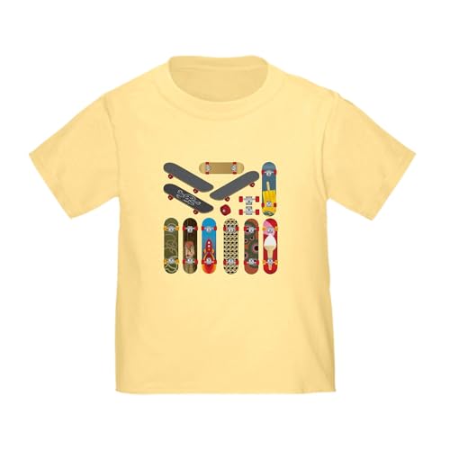 CafePress 2 Skateboards T Shirt Toddler Graphic Tee, 100% Cotton Daffodil Yellow