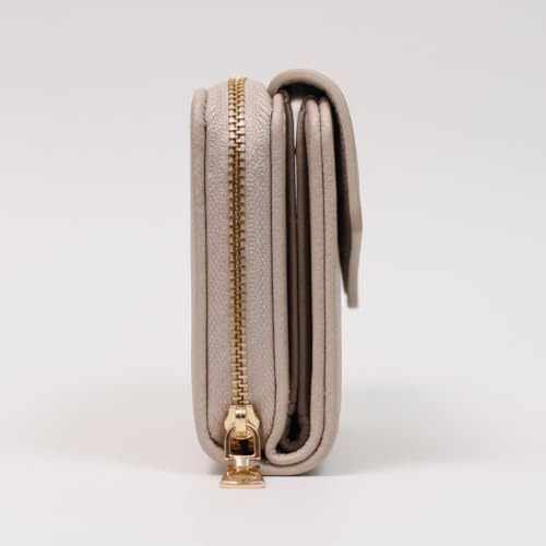 Image of WildHorn Women's Wallet | Premium Vegan Leather Ladies Purse with Zip Coin Pocket & Snap Button | Compact Wallet with Card Slots & ID Window (Beige)