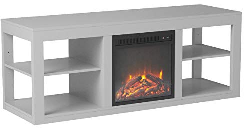 Ameriwood Home Parsons TV Stand with Fireplace, Dove Gray
