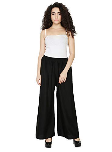 VetementsWomen's Regular Fit Cotton Blend Palazzo Pant (Palazzo Pants 8_Black_2XL)