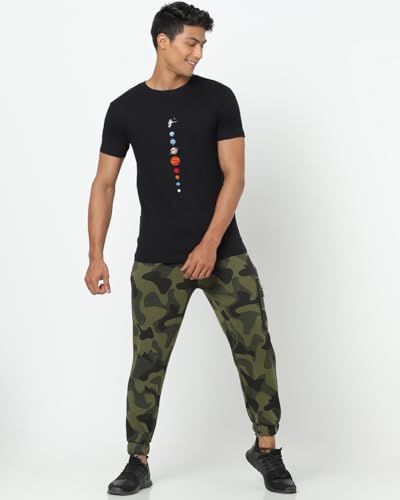 Image of Bewakoof Men's Printed 100% Cotton T-Shirt - Regular Fit, Round Neck, Half Sleeves