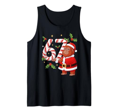 Funny 67 Meme Bigfoot Christmas PJm Men Women Family Tank Top