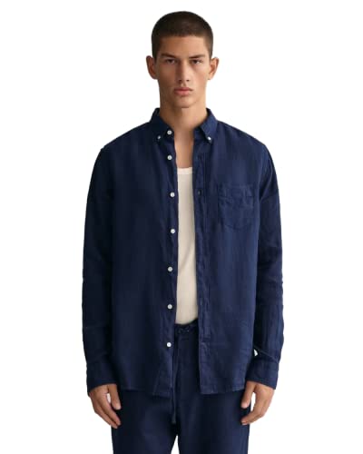 GANT Mens Linen Regular Shirt (M) (Navy)