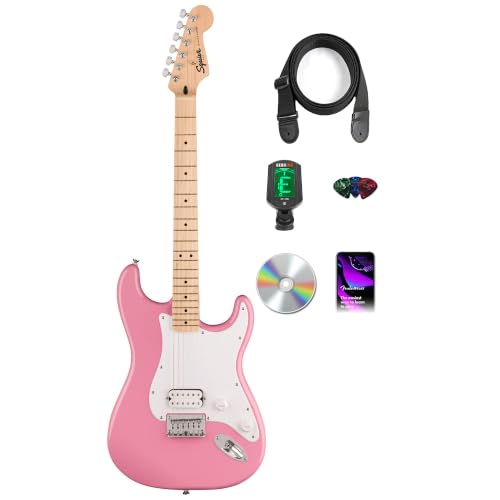 Image of Fender Squier Sonic Stratocaster HT H - Flash Pink Bundle with Tuner, Strap, Picks, and Austin Bazaar Guitar DVD