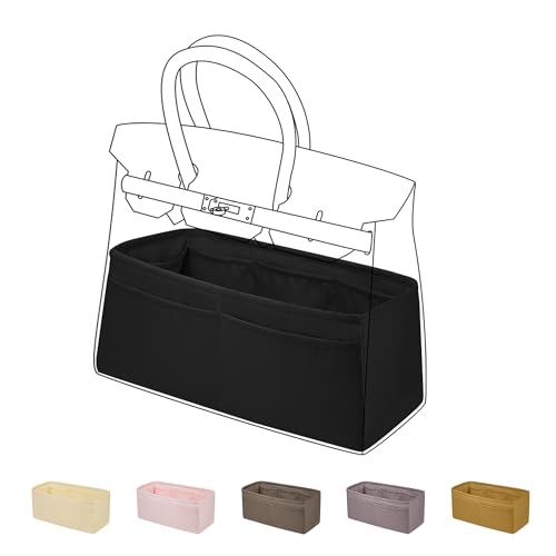 Organizador de bolsa sedoso DGAZ, macio, de seda, bolsa de mão de luxo em modeladores de bolsa, feminina - serve em bolsas Birkin 25/30/35/40 (preto, BK30)