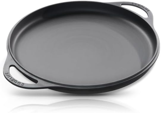 12 Inch Lightweight Pre-Seasoned Cast Iron Griddle - Smooth Polished Surface, Easy to Clean Cast Iron skillets Use in the Oven, on the Stove or Grill, Over a Campfire