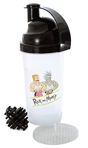 RICK AND MORTY Rick's Gym 28-Ounce Shaker Bottle with Loop Top RICK AND MORTY Rick's Gym 28-Ounce Shaker Bottle with Loop Top