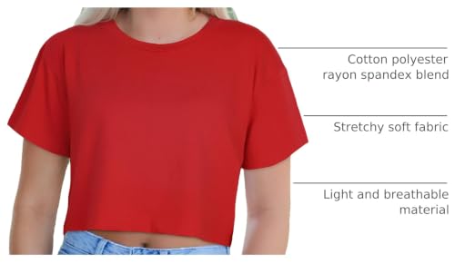 Image of Womens Summer Crop Tops Short Sleeve Round Neck T-Shirts Loose Fit Casual Blouse 2026