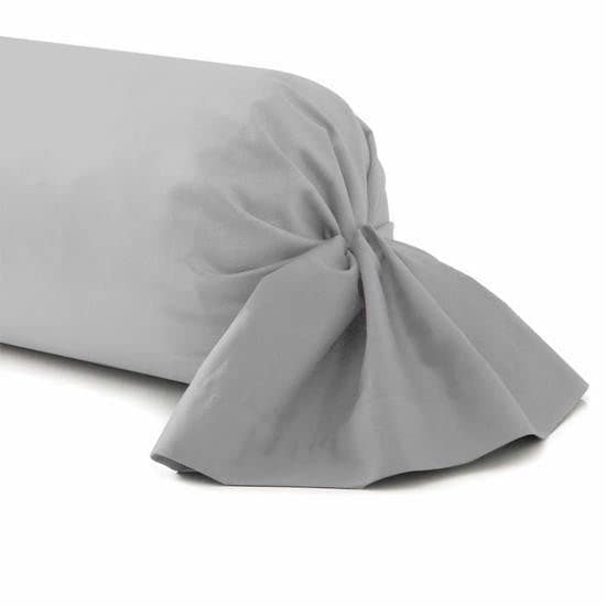 Taie de traversin uni 100 % Coton (45 X 205 cm, Gris Clair, 1)