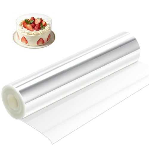 XxinXrong Tortenrandfolie 20 cm Hoch Transparente Acetatfolie Wiederverwendbar für Hohe Mousse-Kuchen Dessertringe Schokoladenkreationen und Cremetorten (10m Rolle)