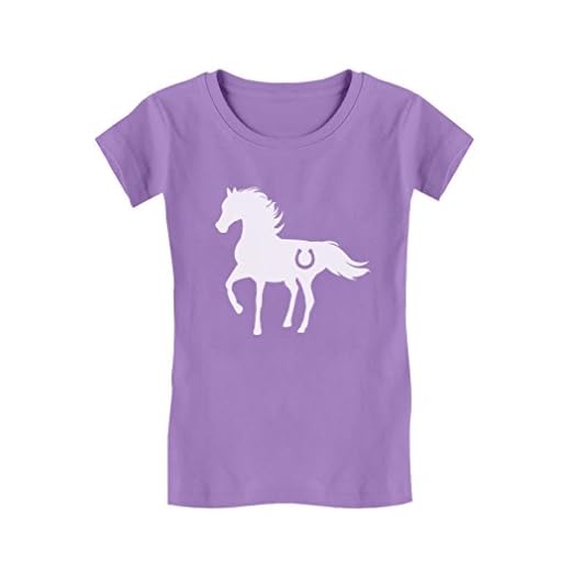 Gift for Horse Lover - Love Horses Girls' Fitted Kids T-Shirt M (7-8) Lavender