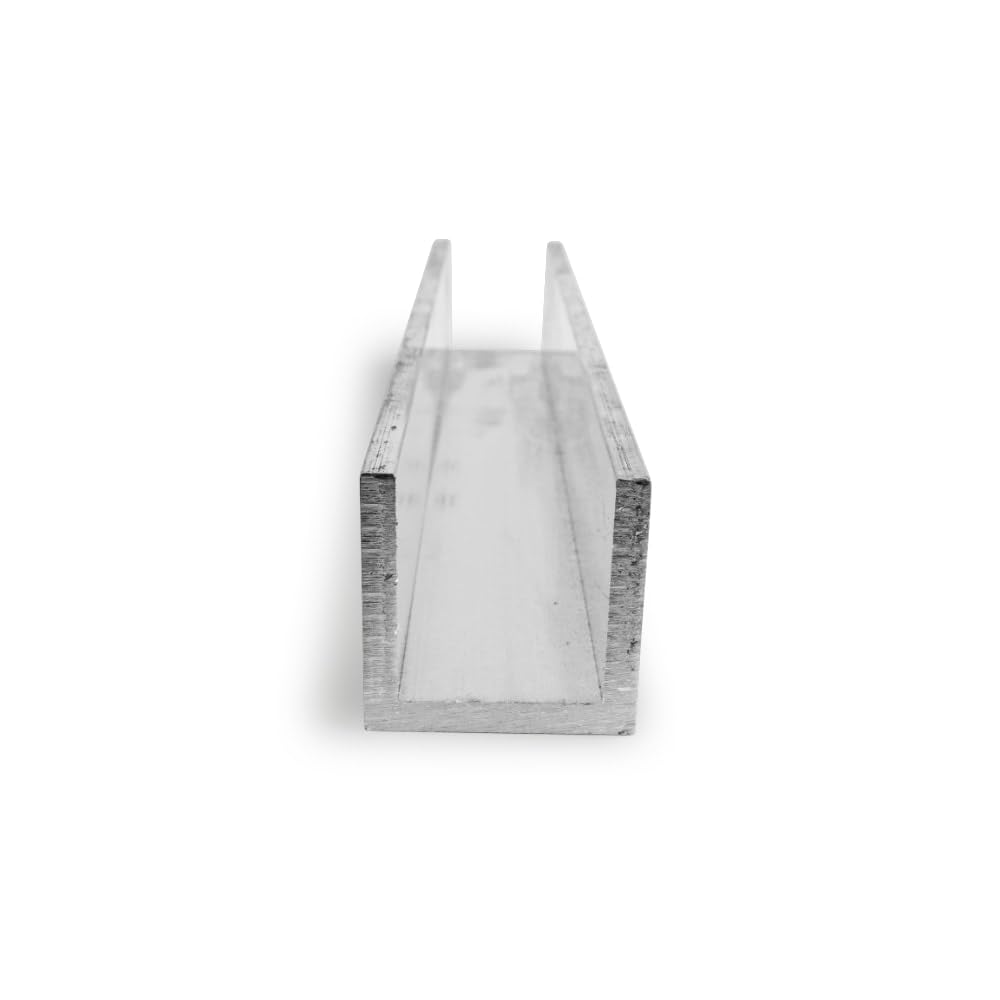 6063 Aluminum U-Channel, Unpolished (Mill) Finish, Extruded, T52 Temper, AMS QQ-A-200/9/ASTM B221, Equal Leg Length, Squared Corners, 1" Base Width, 0.125" Wall Thickness, 36" Length, OnlineMetals