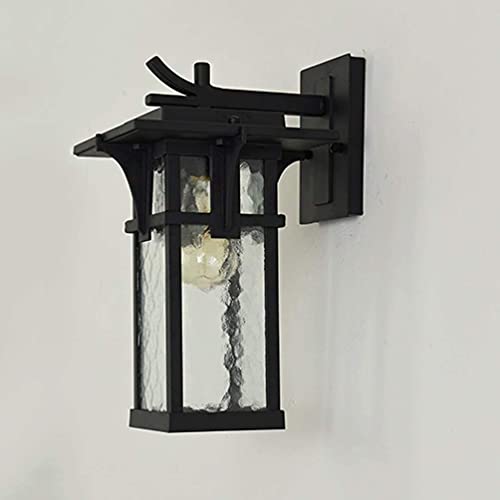 Applique murale E27 étanche style américain lanterne verre jardin noir - 2