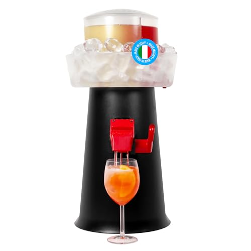 Sprizzer - Aperol Spritz Maschine für Spritz Dispenser und Mischer mit Eisbehälter für Aperitif Manuelle Abgabe ohne Elektrizität oder Batterien Einfach zu Bedienen Schwarz Made in Italy