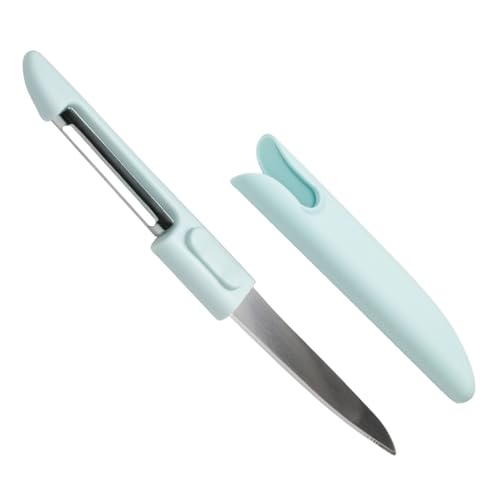 Goods Land 【 2カラー 】 ピーラー 縦型 皮むき器 ナイフ ケース付き ミニ 調理器具 野菜 果物 皮剥き GD-PLERNF-BL