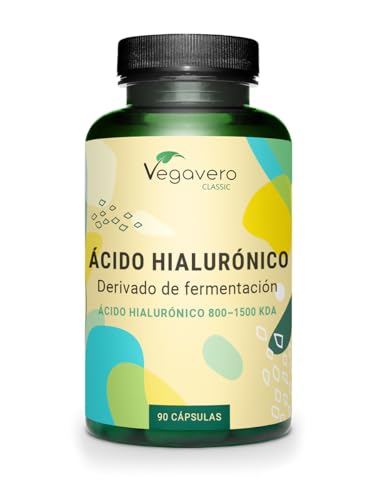 Ácido Hialurónico Puro Vegavero® | La Dosis más Alta: 600 mg | Libre de Aditivos & Vegano | 90 Cápsulas | Natural de Fermentación | 800-1500 kDa | Hidratante facial + Articulaciones…