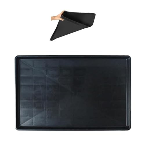 猫、犬、その他のペットのためのペットケージ箱交換トレイフードマット ブラック 縮れたエッジ74cm*49.5cm*3.7cm