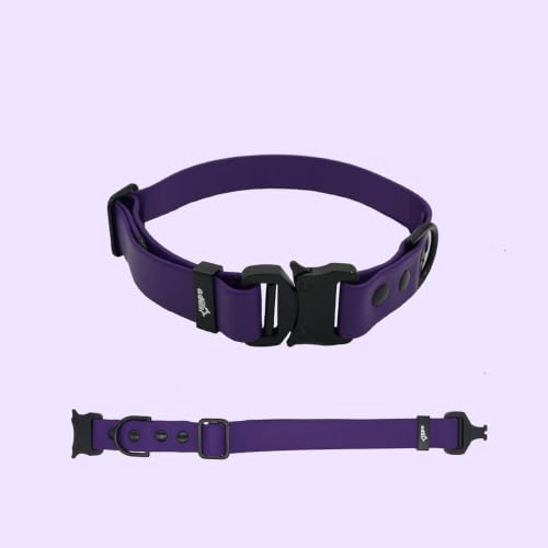 Image of Adil's Biothane Waterproof Dog Collar, Dog Leash & Collar Leash Combo | Heavy Duty TPU Coated Webbing | Adjustable Quick Release Buckle | Odour Resistant (Purple, L-22, Collar Only)