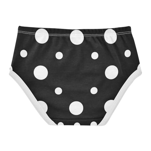 White Polka Dots Solid Black Girls Underwear, Toddler Girl Panties, Cotton Girls Underwear, 2–8 Years2