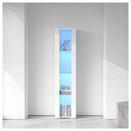 Holaki 67 inch Tall Sideboard LED Credenza Pantry Cabinet with 3 Tier Glass Shelves, High Glossy Front Side Cabinet Display Cabinet File Cabinets for Home Office Living Room Kitchen Dining Room(White)