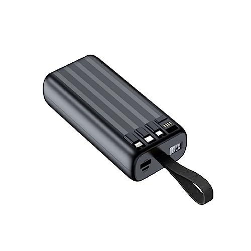 Carregador sem fio Universal Portátil Power bank Turbo 20000mah com 4 cabos saída USB Tipo C/Micro U