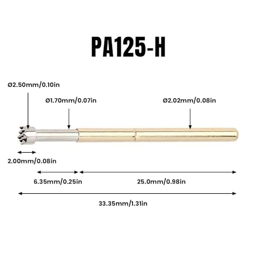 Image of Spring Test Probes, 100Pcs P125-H High Accuracy Round Pogo Pins for PCB Board Testing Contact