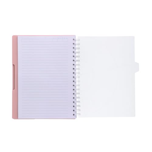 Image of Navneet HQ | Five Subject Spiral Wiro Bound Notebook |17.6x25 cm |Single Line |300 Pages |Salmon Pink (27048) (Pack of 2)