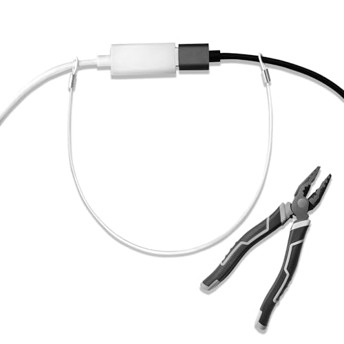 Ciyebst Cable Tethers 5 Pack with Crimping Tool (12 Inches, White Color), Adjustable Security Cable Look, Universal DIY Adapter Tethering Ties Kit for Computer Cord, Pre-Assembled, Tamper-Resistant