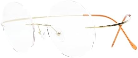 Rimless Round Eyeglasses For Narrow Medium Face Fit Eyekepper Titanium Rimless Round Eyeglasses - Gunmetal Metal Frame With Aspheric Lenses Circle Frame Glasses